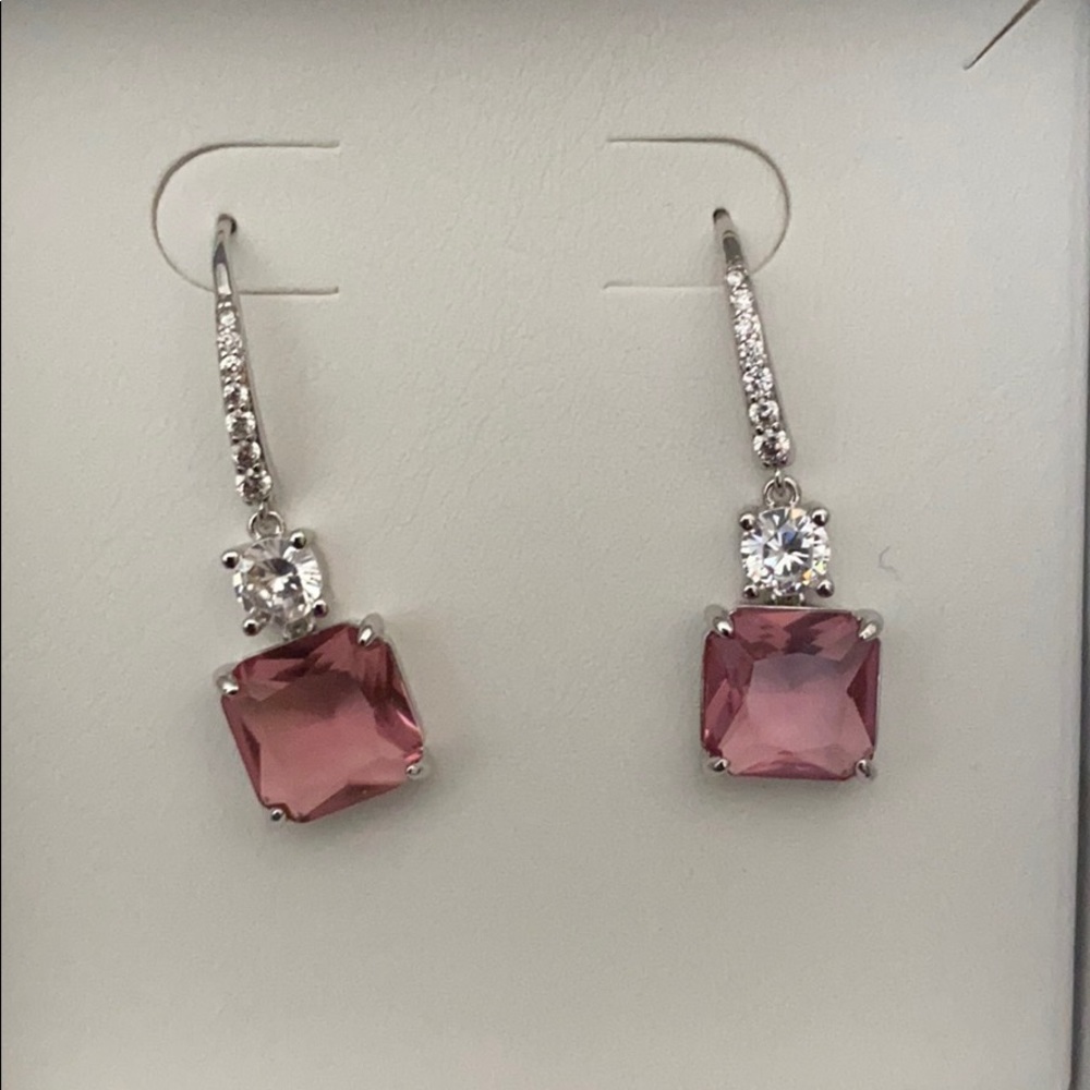 Brand new earrings pink and white topaz